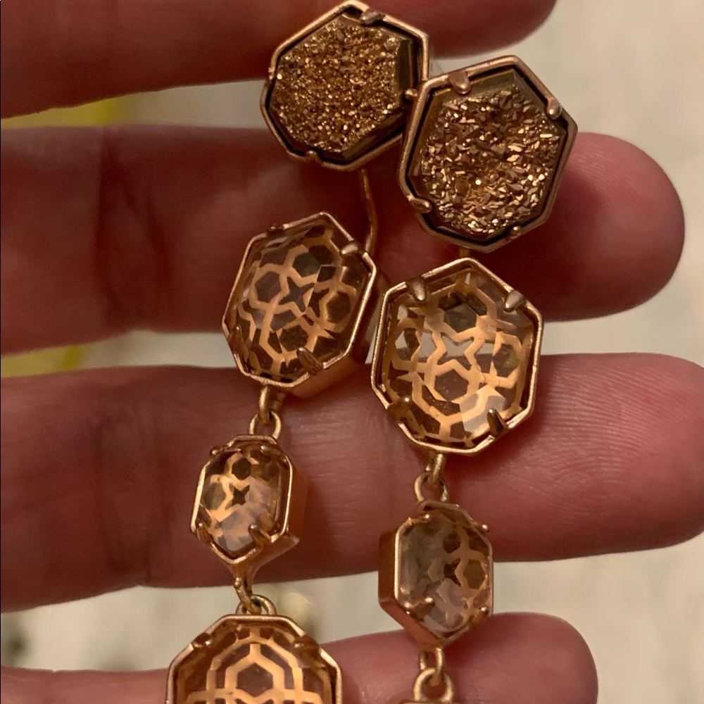EEUC - KS Color Bar Rose Gold/Drusy Earrings
